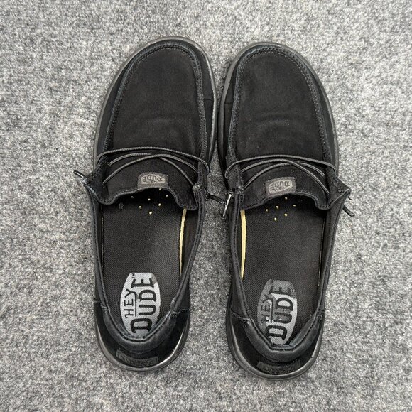 Hey Dude Wendy Slip Resistant Work Shoes Women's 9 Black Canvas Slip On Snekers - Picture 10 of 11